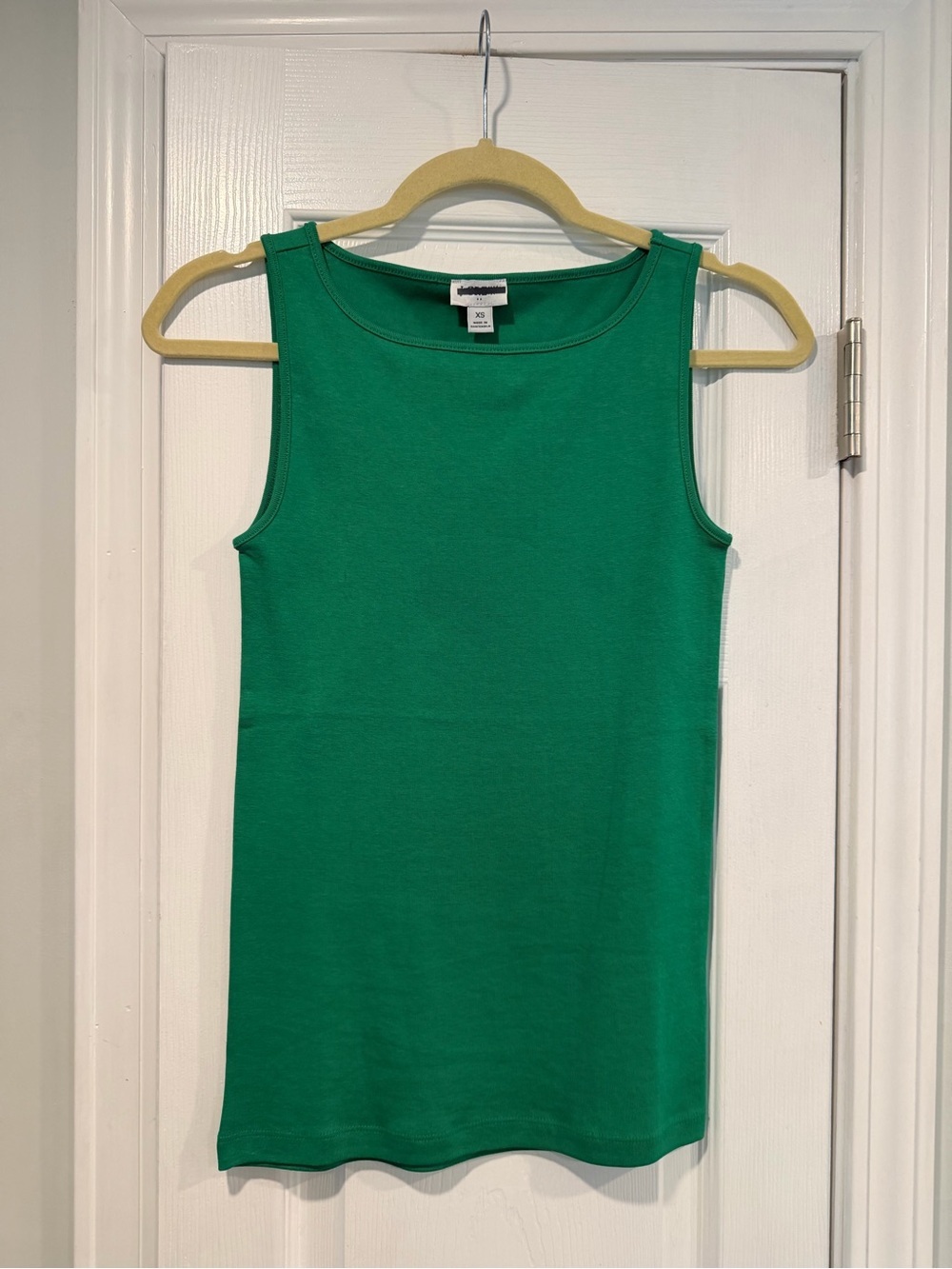 NWOT J. Crew Size XS Mid Weight Boat Neck Kelly Green Knit Cotton Tank Top